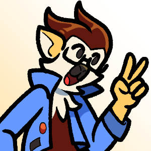 A brown and yellow squirrel monkey flashing a peace sign, wearing glasses and a jean jacket with a patch and pin.